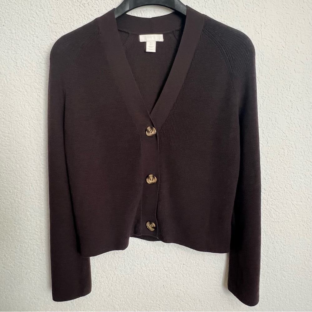 H&M Brown Button Front Oversized Cardigan Small